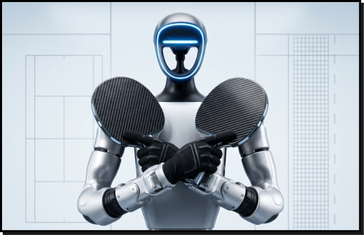 Tennis Humanoid with dual paddles